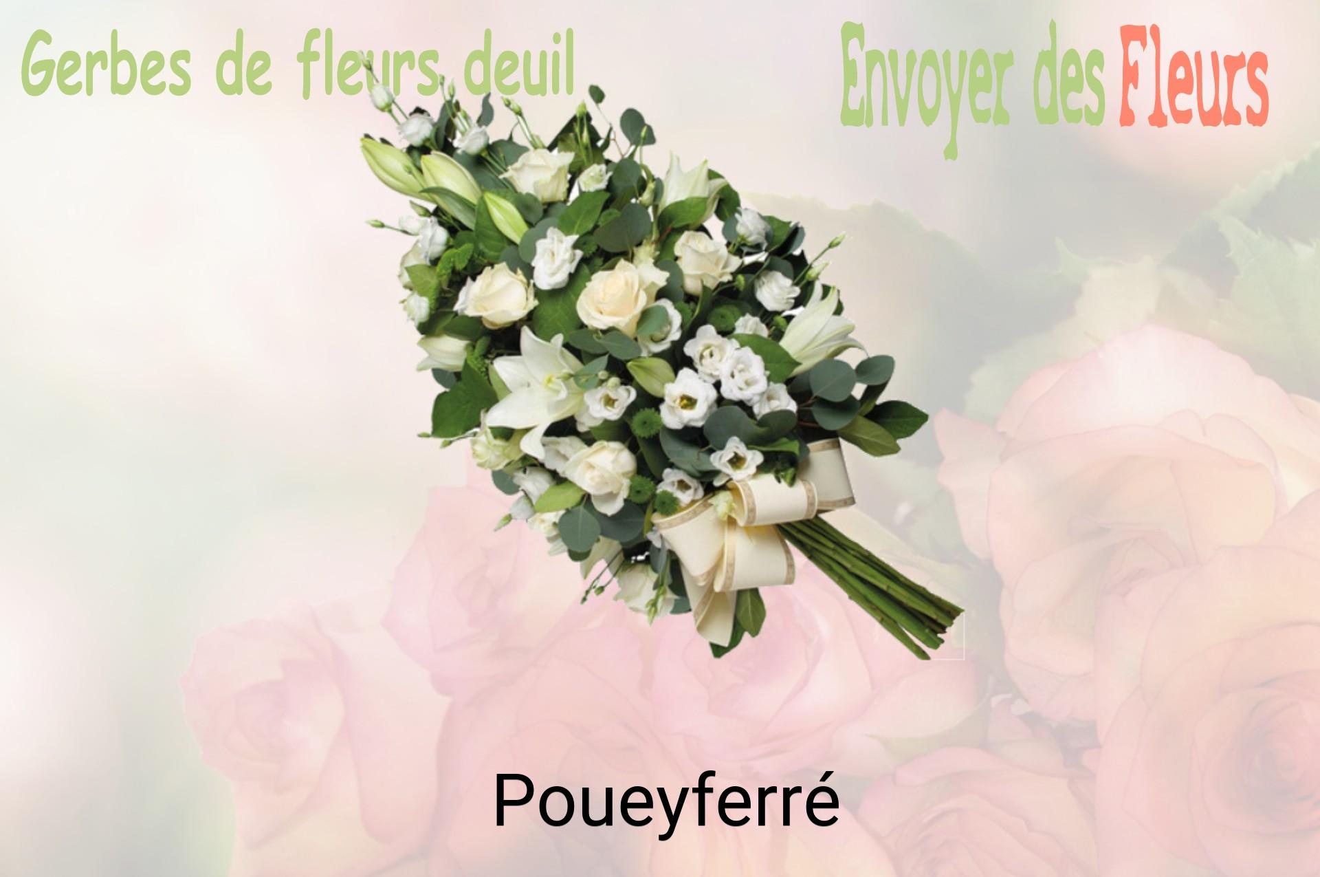 Gerbe de fleurs de deuil livrée à Poueyferré
